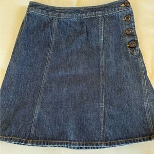 Vintage The Limited Dark Blue Denim A-Line Skirt with Side Buttons size 4